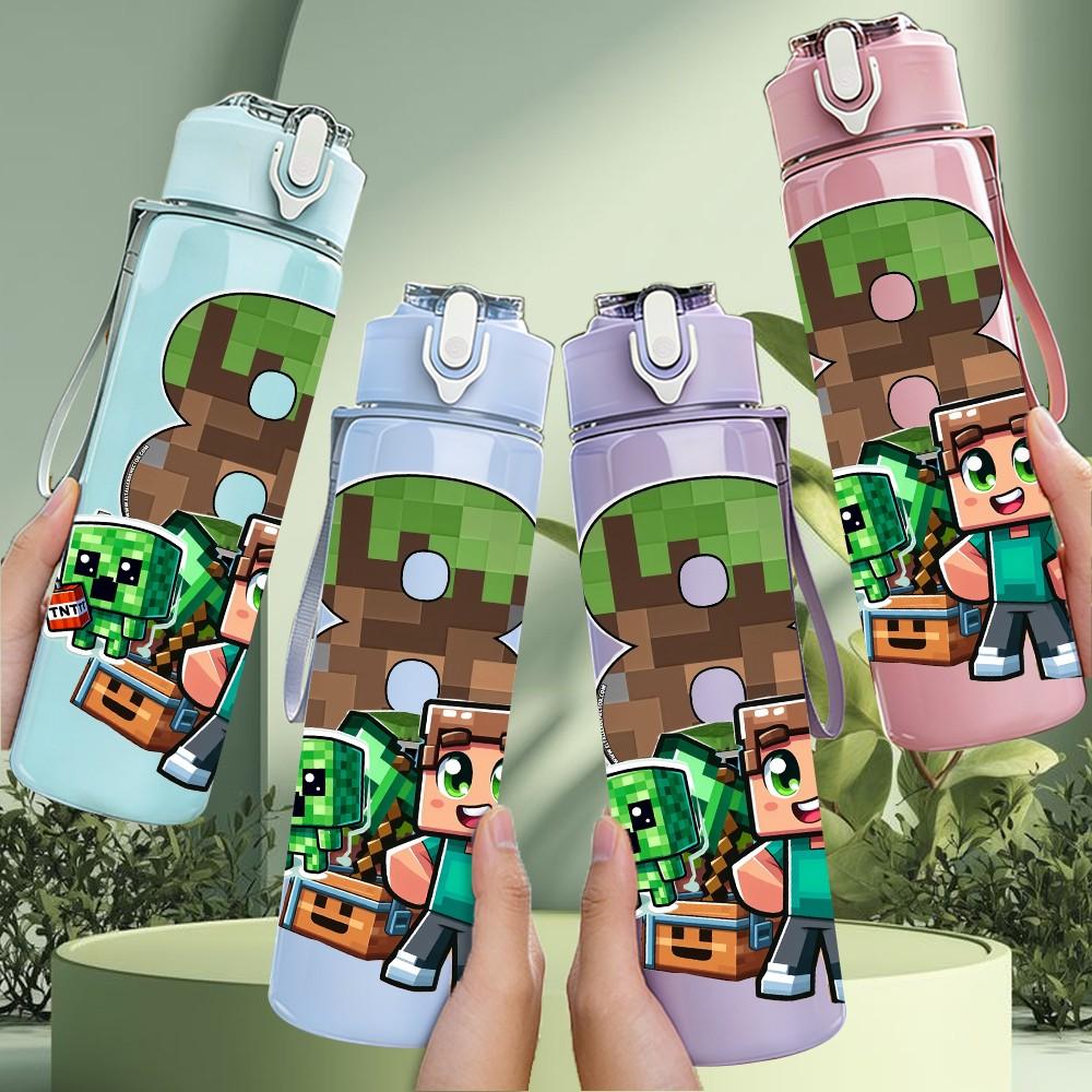1PC Cartoon Boy Plant Monster Game 750ml Color Plastic Sports Water Bottle Leakproof Flip Straw Lid Suitable for Sports Office Home Use