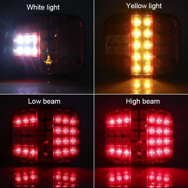 Square Trailer Tail Light 39led License Plate Lamp Driving Brake Stop Stud Mount Turn Signals For Ford Jeep CJ YJ JK Wrangler