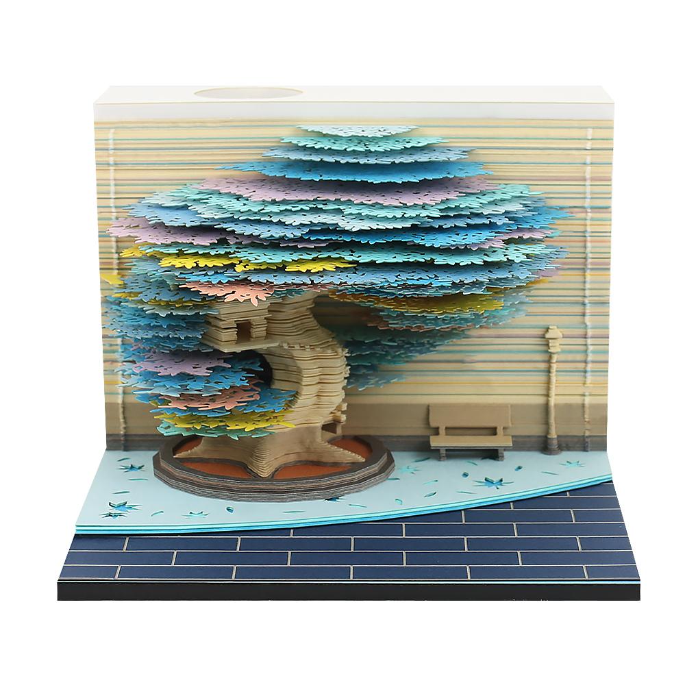Creative Decoration Paper Craft Four Seasons Tree 3D Notepad Paper Carving Landscape Custom Memo Pad Sticky Note for Paper Gift