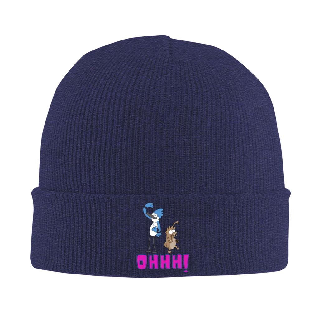 Mordecai and Rigby Funny Chartoon Knit Hat Beanies Autumn Winter Hats Warm Acrylic Casual Regulars Show Cap Unisex Women Gifts