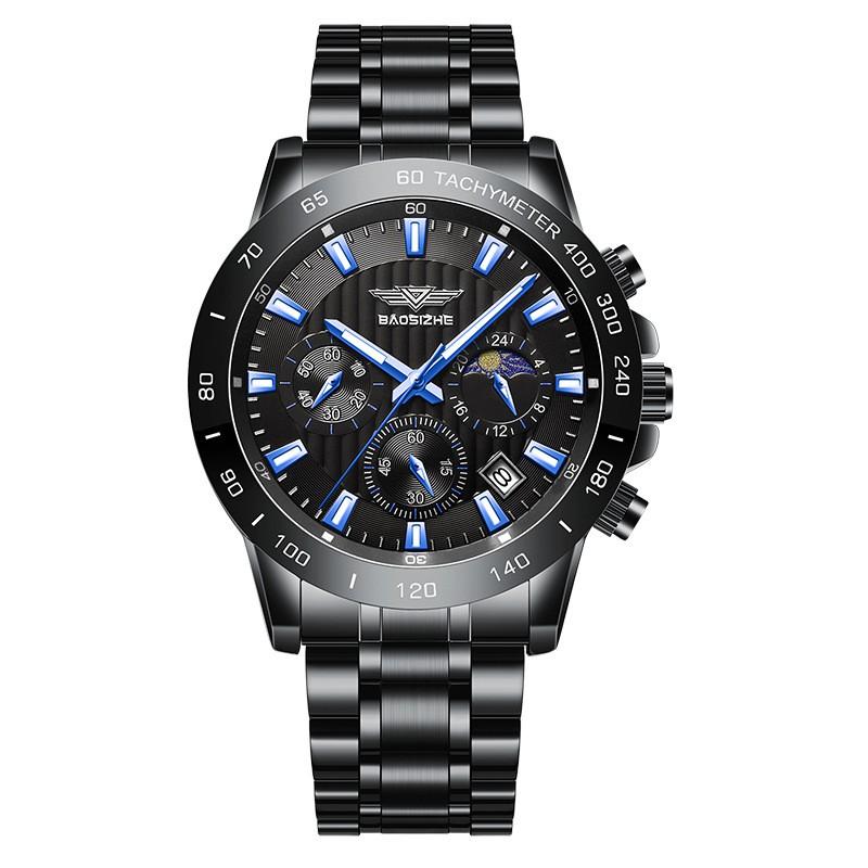 Mens Stainless Steel Watch With Luminous Hands Date Chronograph Sport Style 42mm Quartz