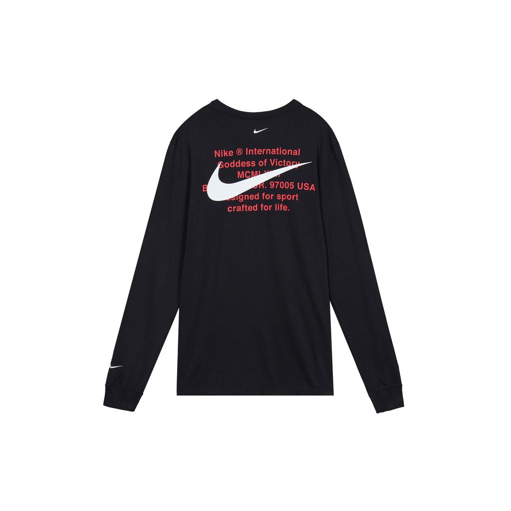 Nike Спортивная футболка с длинным рукавом Swoosh Мужские топы Черные CK2259-010
