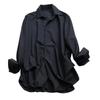 Spring Summer Loose Commute Solid Color Shirt Women's Clothing Fashion Single-breasted Korean Polo-Neck Long Sleeve Midi Blouse
