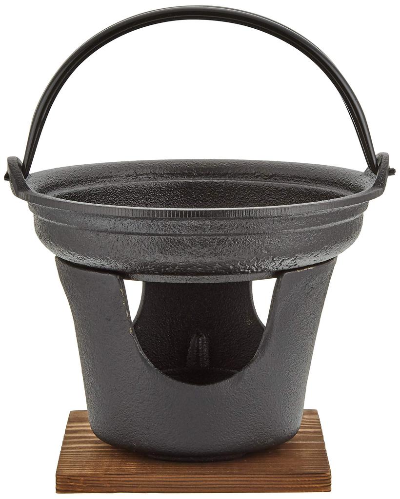 Набор для приготовления пищи Asahi Iron Nanbu Sukiyaki Pot Stove Set из литого натурального дерева, японская подставка из железа/дерева QSK41