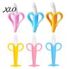 Anti Choke Teething Design Banana Silicone Teether, Baby Toothbrush Chew Toy with Raised Particles, Food-Grade Safe Chewing Toys for Infants BPA-Free