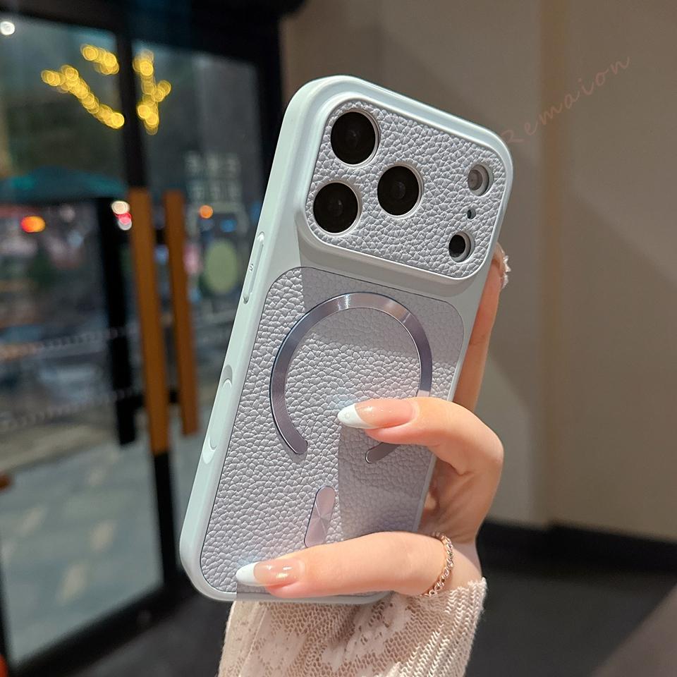 Магнитный чехол из искусственной кожи для iPhone 17 11 12 13 14 1 16 17 Pro Max Plus Официальный противоударный защитный чехол