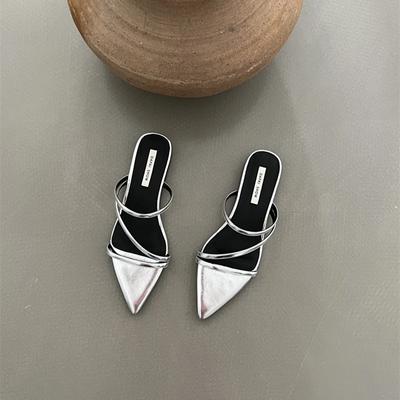 2024 Летние женские тапочки-гладиаторы, модные элегантные узкие сланцы, женские повседневные пляжные сандалии на низком каблуке