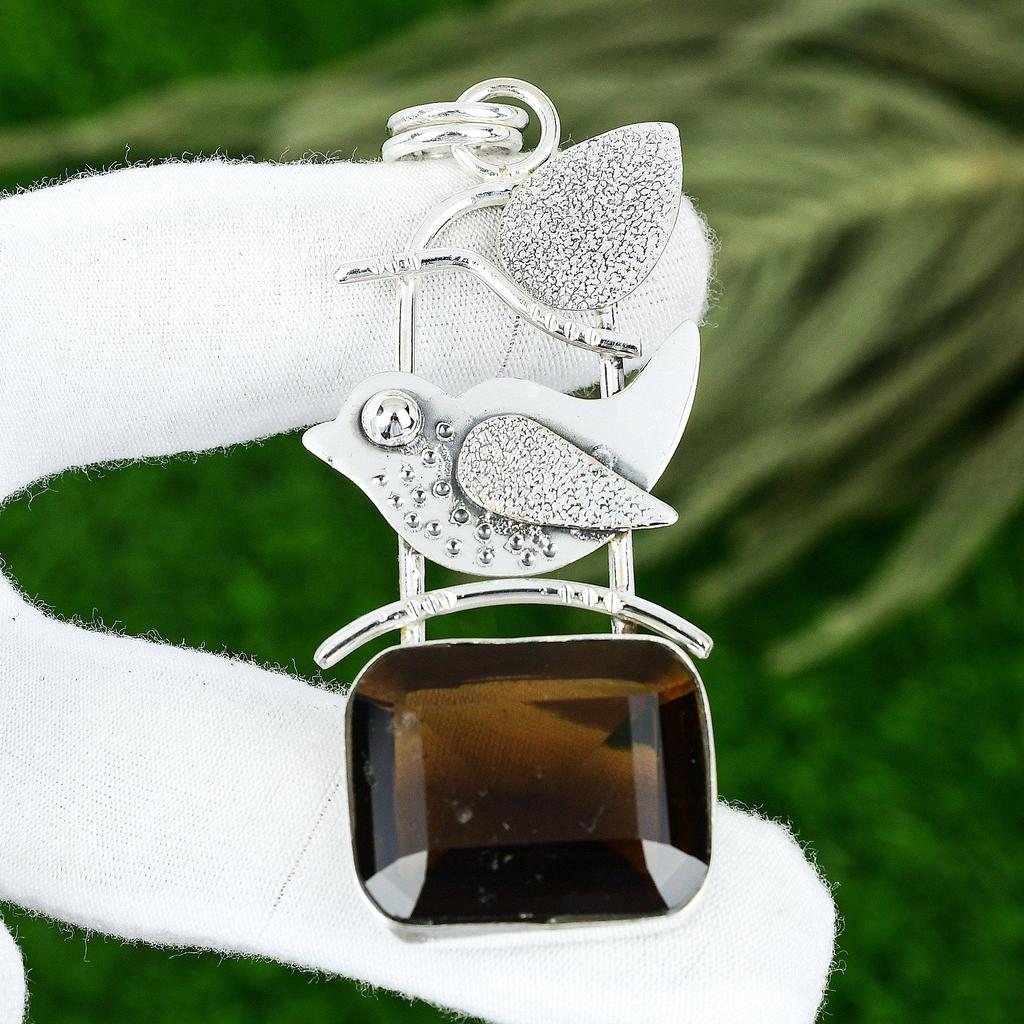 Серебро 925 пробы Корневая чакра Дымчатый кварц Камень Мать Помолвка Новый кулон