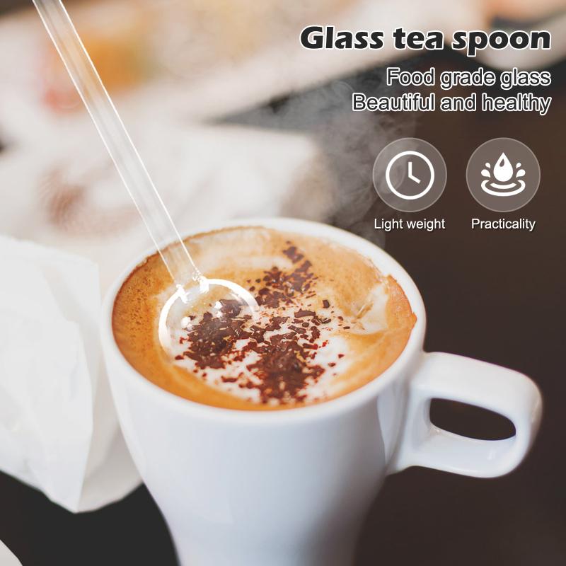 Стеклянные ложки с длинной ручкой Прозрачные десертные Красивые стеклянные столовые приборы Ложки для размешивания кофе Чайные ложки для дома, вечеринки, бара
