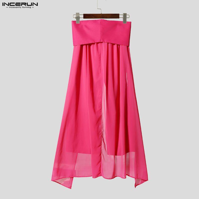 INCERUN Мужские брюки на молнии с высокой талией, двухслойные, с сетчатыми вставками, повседневные, длинные