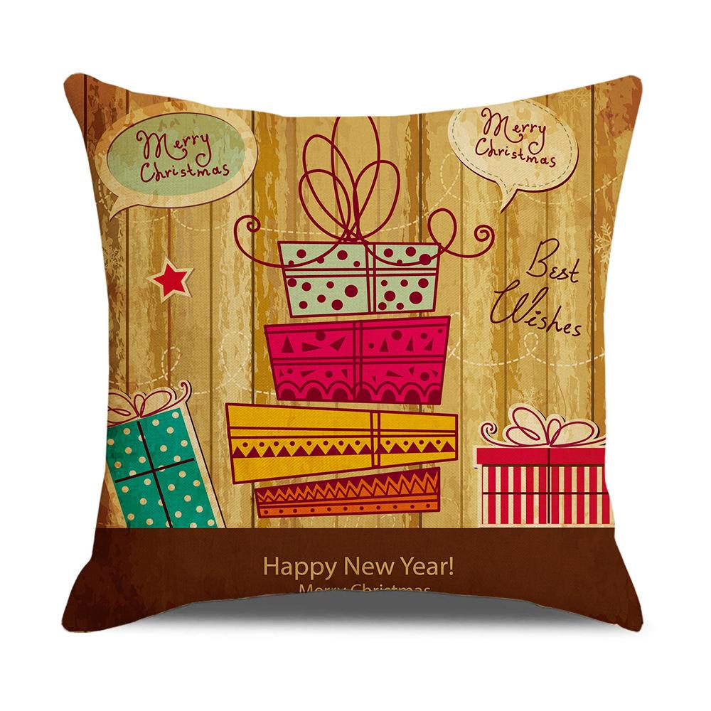 New Sofa Pillow Cover Santa Claus Cartoon Print Holiday Gift Home Soft Furnishing