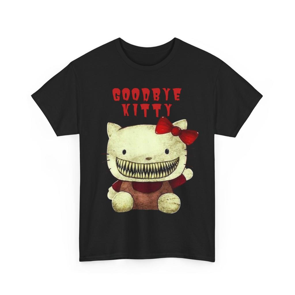 Goodbye Kitty Tee Alternative Kitty Print Top Razor Teeth Hello Kitty Tee