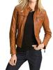 Women's Brown Genuine Lambskin Leather Jacket Stylish Biker Motorcycle Handmade