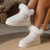 Fashion Fashion Metal Belt Buckle Fur Snow Boots Women 2025 Winter Warm Furry Ankle Boots Fashion Non Slip Thick Bottom Booties Size 42