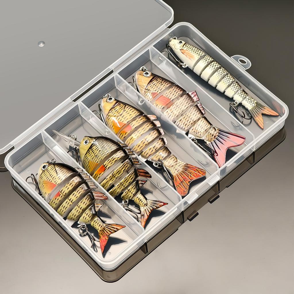 ANFS Fishing Lure Set of 5pcs, Multi-Jointed Swimbaits Fishing Lures,Lifelike Slow Sinking Artificial Bait forBass, Trout,Perch