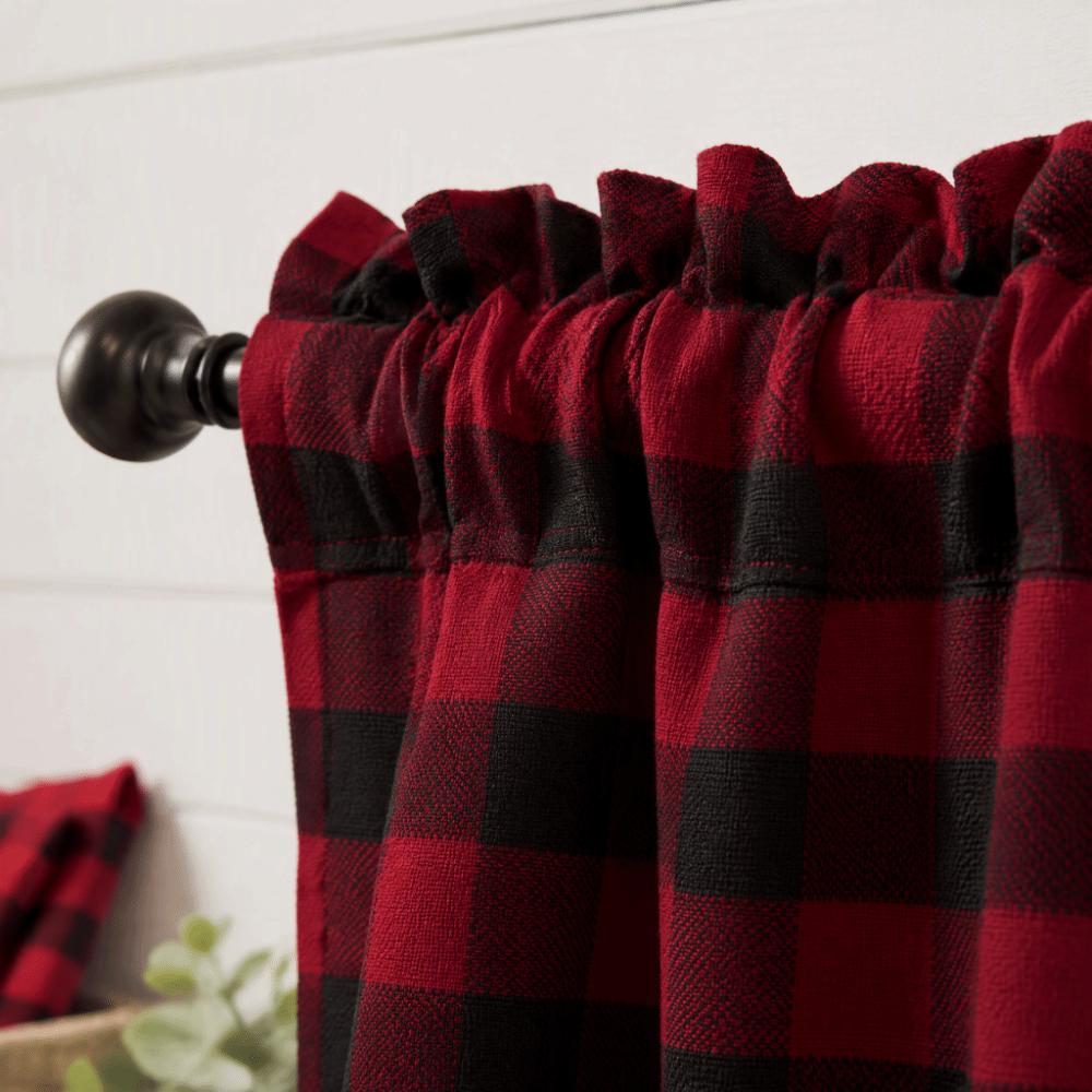Red Black Door Valance Curtain 55.91x15.75in Buffalo Check Valance  For Kitchen
