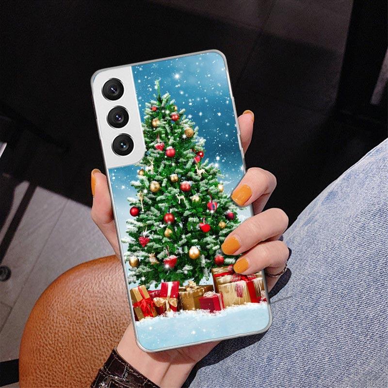 Merry Christmas Tree Snow Phone Case For Samsung Galaxy S24 S25 Edge S26 Ultra S23 S22 S21 Plus S20 FE + Personalized Print Cove