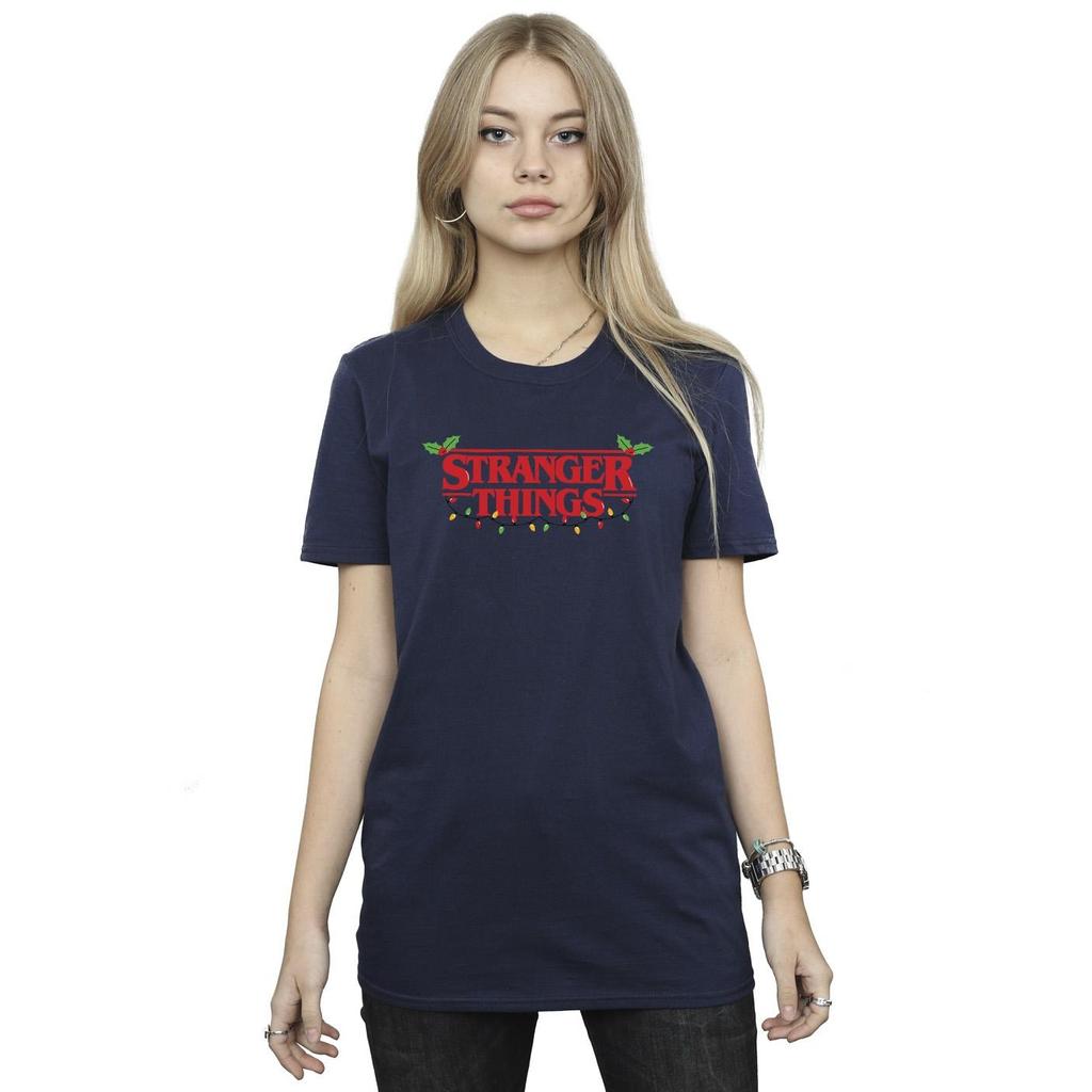 Netflix Womens/Ladies Stranger Things Christmas Lights Cotton Boyfriend T-Shirt