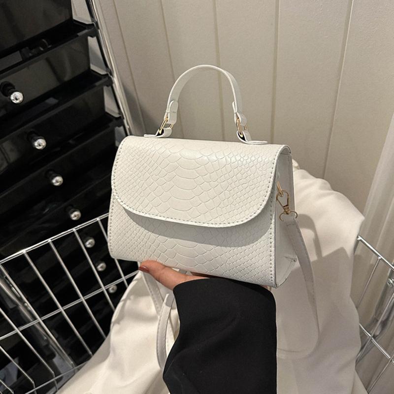 Сплошная цветная сумка через плечо с крокодиловым узором, повседневная сумка для женщин, модная сумка на плечо в корейском стиле, маленькая квадратная сумка