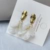Elegant White Flower Laser Petal Goldfish Tail Earrings: French Niche Design