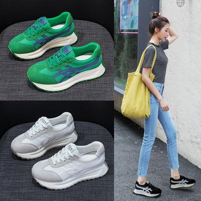 Обувь из сетчатой кожи с пескоструйным эффектом, осенняя, на толстой подошве, в стиле ретро, повседневная, для бега, спортивная, женская