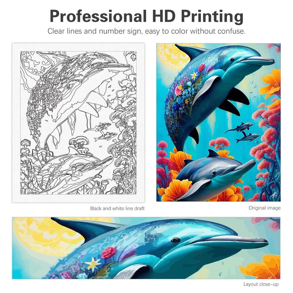 Рамка «сделай сам», картина по номерам, Дельфин, животные, картина по номерам для взрослых, наборы, картина «сделай сам», для украшения дома, 40x50