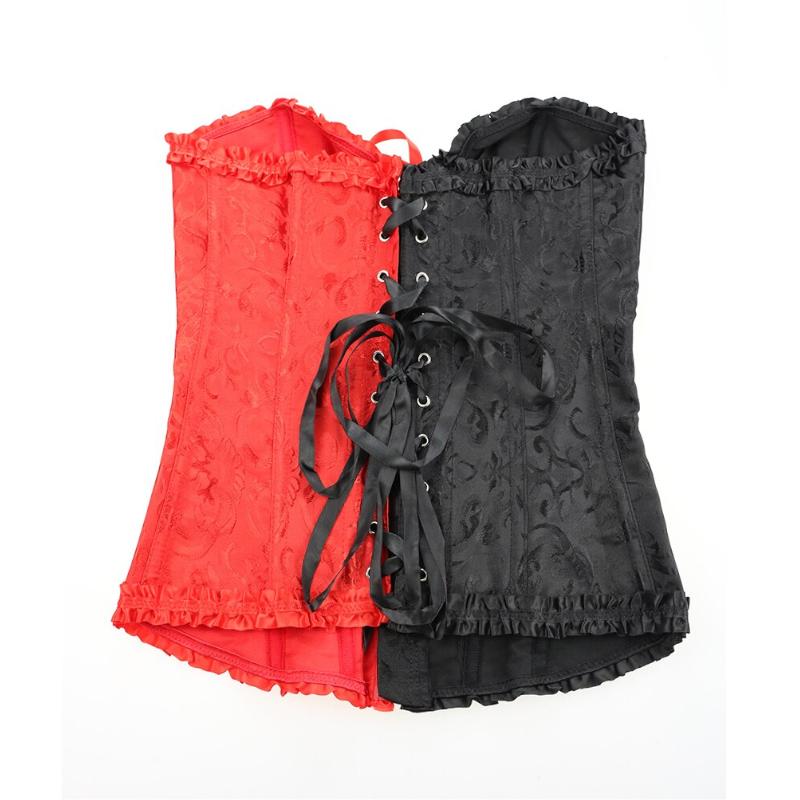 Black Red Over Bust Corset  Lingerie  Kink Fetish Corsets