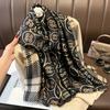 New Spring and Autumn Retro Floral Cranes Temperament Simulation Silk Large Long Scarf Sunscreen Outwear Shawl Female Silk Scarf