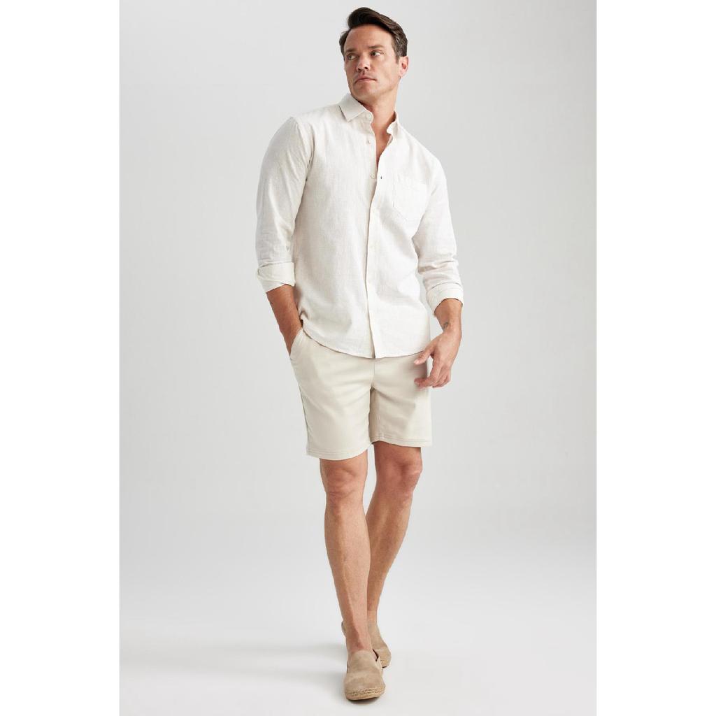 Рубашка обычного кроя с длинными рукавами из смесового льна Z5577az23sm