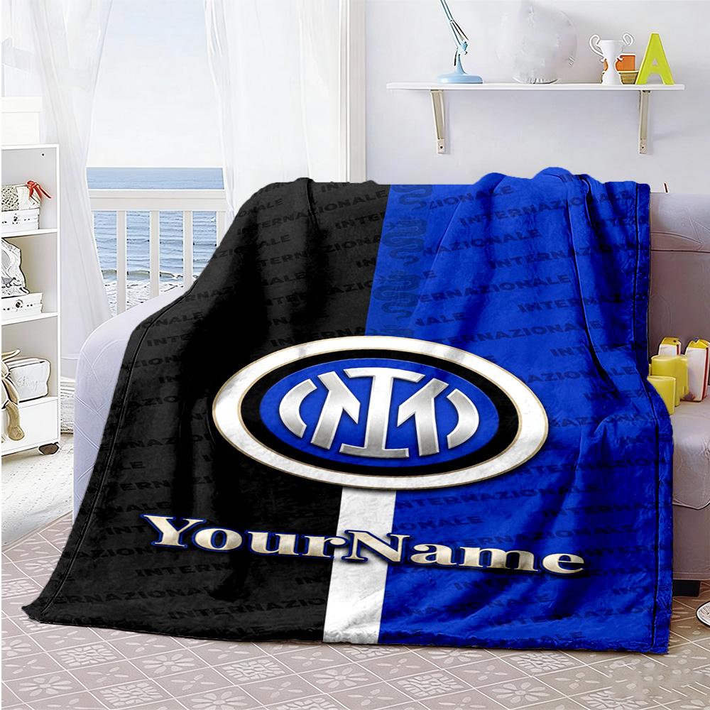Inter Milan Customize Your Name Blanket Throw Customizable Blanket Ultra-Soft Versatile for Picnics Living Room Chair Sofa Four Seasons Multipurpose