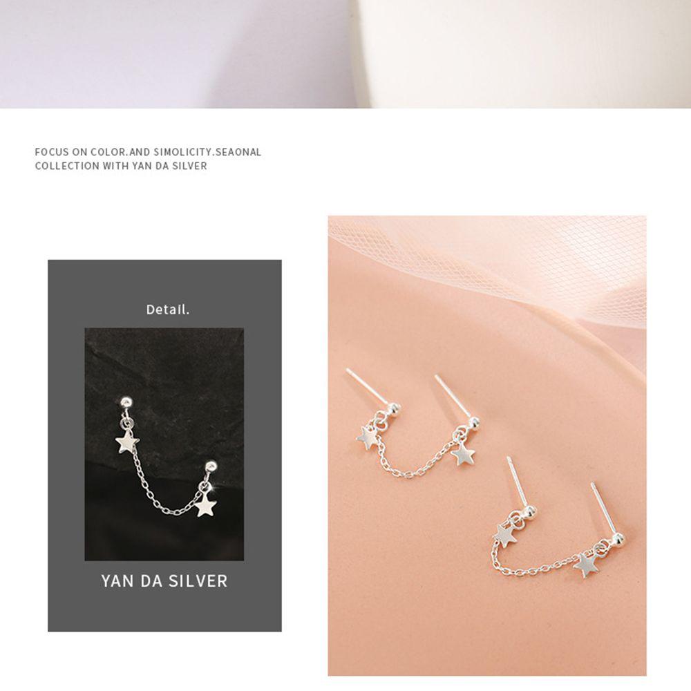Gifts Star element Fashion Double ear hole Stars Star Stud Earrings Romantic Tassel