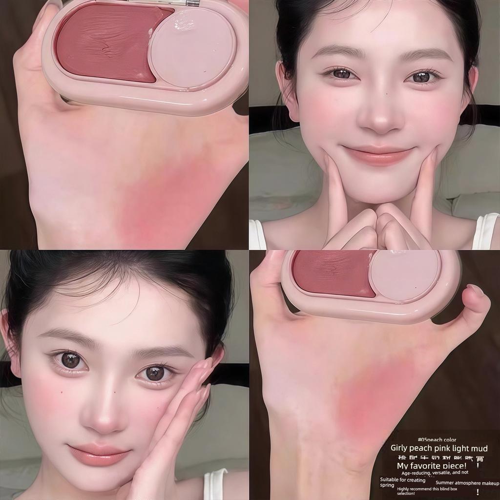 Cool and Blood-Red Vibe! Dual-Color Multi-Use Cream Blush and Highlighter All-In-One Palette 2025 New Hot-Selling Item for Women with Fine Shimmer