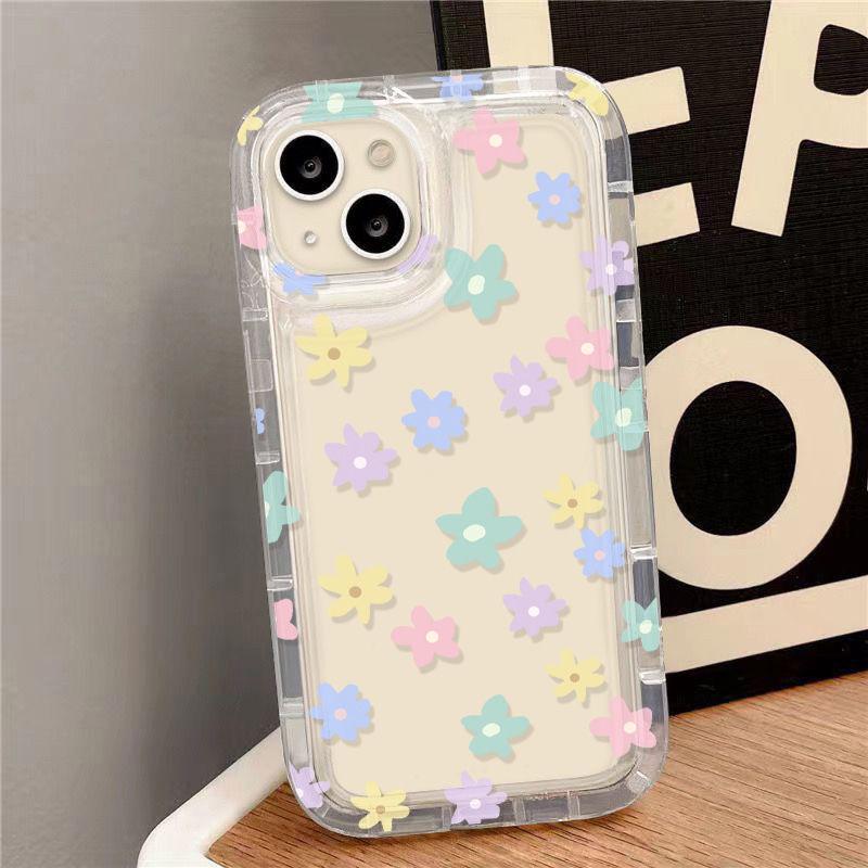 Разноцветные маленькие цветы для чехла мобильного телефона iPhone17promax Apple 16 большое отверстие 14/13 новый 15 подушка безопасности