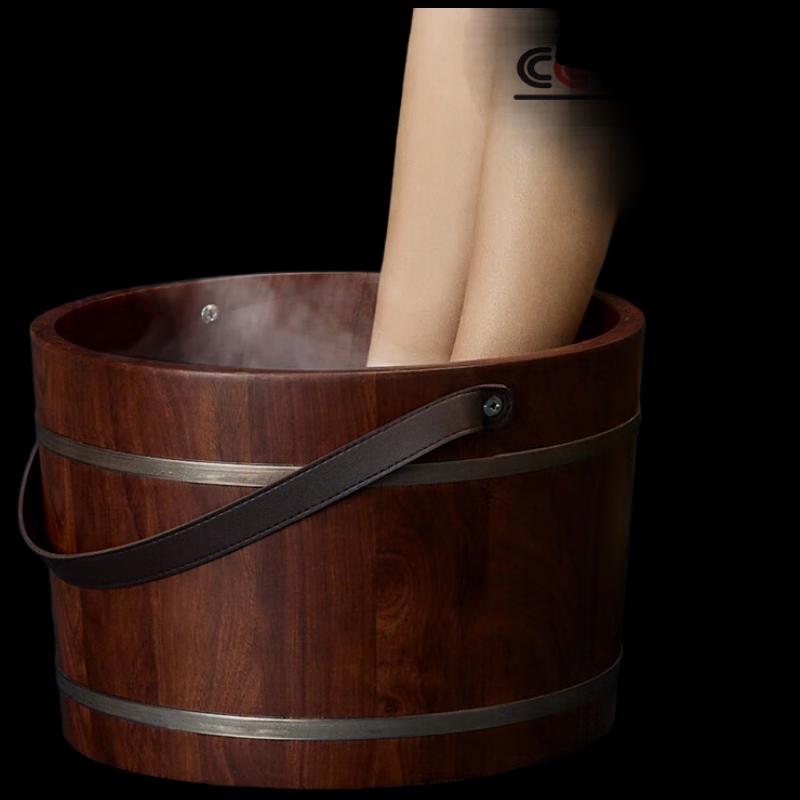Деревянная ванночка для ног из груши яомей с кожаной ручкой