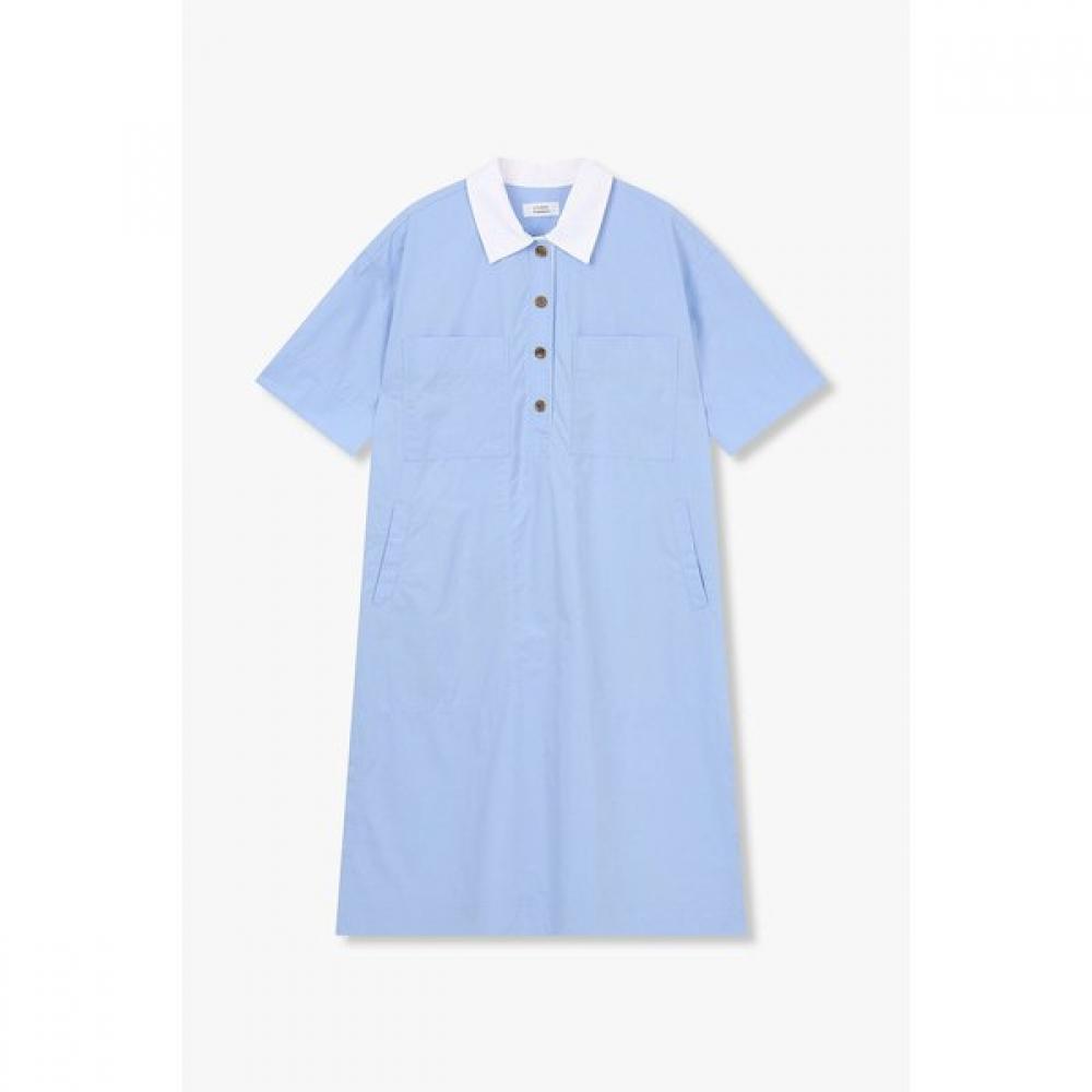 Studio Tomboy Short Sleeve Dress Color Blocking Collar Neck 9176241983ar