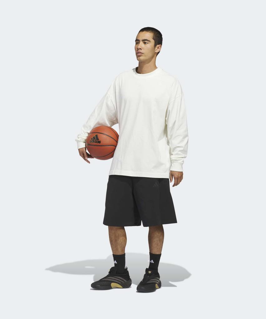 adidas Баскетбольная футболка с длинным рукавом - Белая:Черный / Kb7555