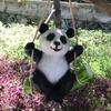 Милая Черно-Белая Панда на Бамбуковых Качелях Креативная Статуя Украшение для Дома и Сада Наружное Украшение