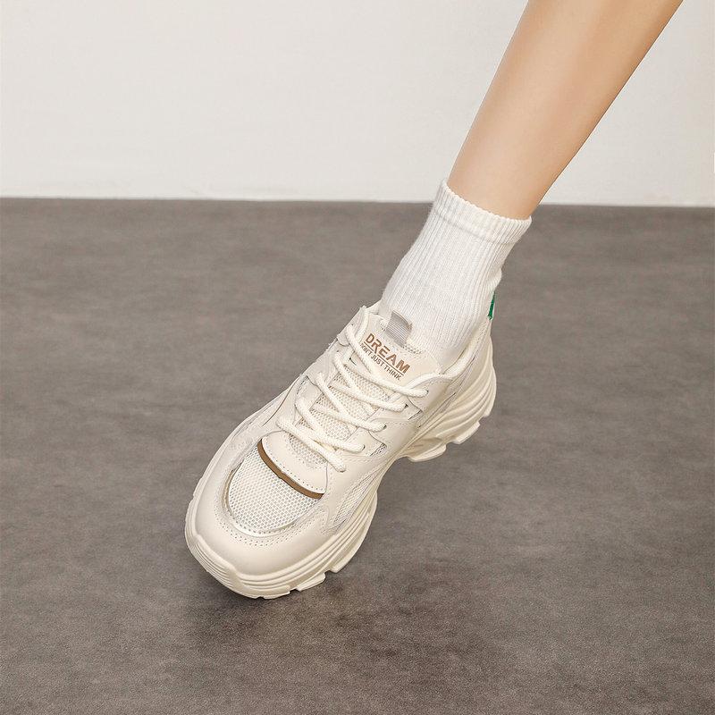 CRLAYDK 2024 Summer Women's Platform Chunky Sneakers Fashion Wedge Casual Mesh Breathable Running Shopping Sports Tennis