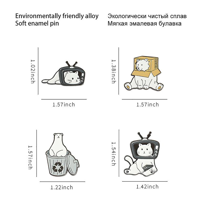 1 шт. Милые эмалевые броши в виде кота и медведя, забавные мультяшные значки, значки на лацкан рюкзака, модные ювелирные аксессуары, сувенир на праздник, подарок