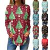 Christmas Women Sweatshirt Designer Round Neck Long Sleeve Loose Fashion Casual Christmas Tree Fun Pattern Print Top