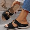 Thick Soled Wedge Slippers for Women's Summer New Style Wedge Heel Fish Mouth Hollowed Out Casual Roman Sandals for Women