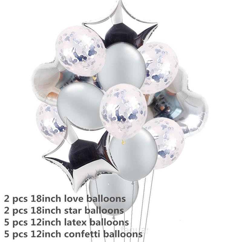 14pcs12inch Latex Colorful Balloons Confetti Air Balloons Inflatable Ball Helium Balloons