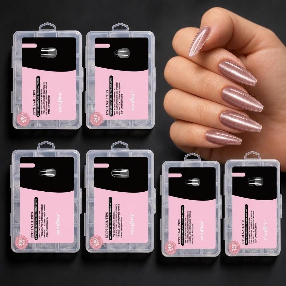 240pcs ultra-thin French Soft Gel Nail Tips Square Almond Fake Nail Tips French Manicure Tool