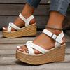 Fashion Thick Bottom Wedge Sandals Women White Cross Strap Chunky Platform Sandals Woman Summer Fashion Ankle Strap High Heel Sandalias