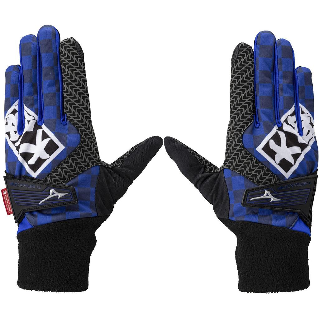 Mizuno Перчатки мужские ThermaGrip HAPPI COLLECTION, размер L, 5MGMB552, двусторонние, сине-черные, (25-26см),