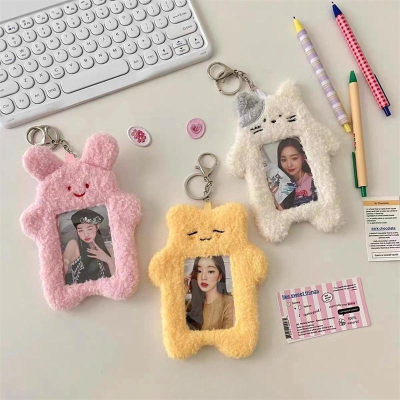 Cute Rabbit Plush Card Display Set Ins Meal Card Kpop Photo Card Holder Id Card Protective Small Card Sleeves Photocard Holder