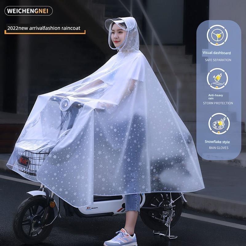 Electric Scooter Raincoat for Women, Single-Person Transparent Full-Body Rain Protection Against Heavy Rain, 2022 New Model Bicycle Riding Poncho