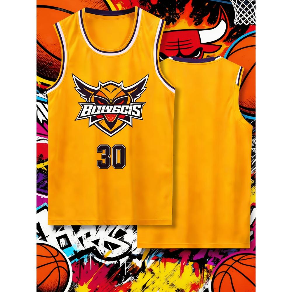 Yellow Crew Neck No. 30 Vest Basketball Vest Competition Suit American Basketball Vest