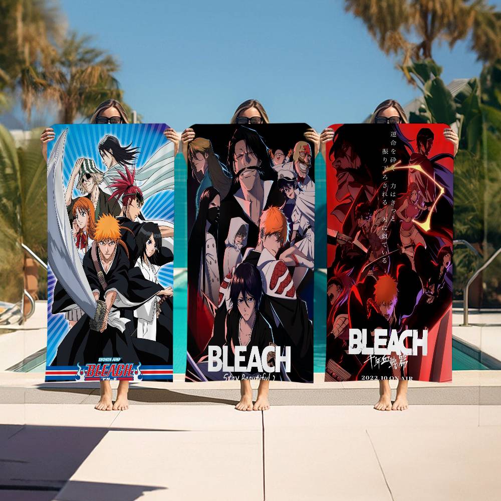 Anime B-Bleach Microfiber Blanket Quick Drying Beach Towels Oversized Printing Super Absorbent Pool Towel Blanket