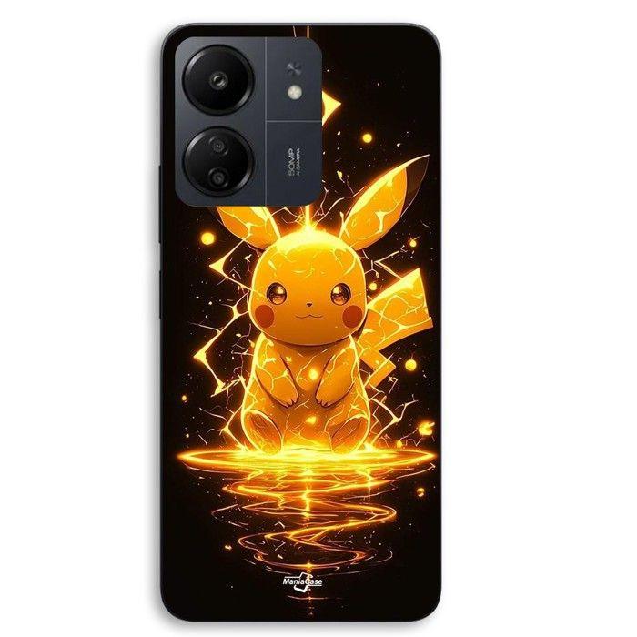 Coque de téléphone - MANIACASE - Xiaomi Redmi 13C 4G - Silicone TPU - Pikachu Éclair - Noir
